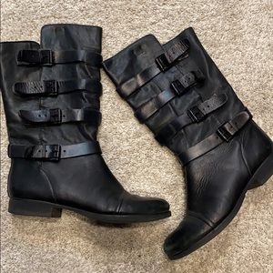 Modern Vintage Moto- black leather boot